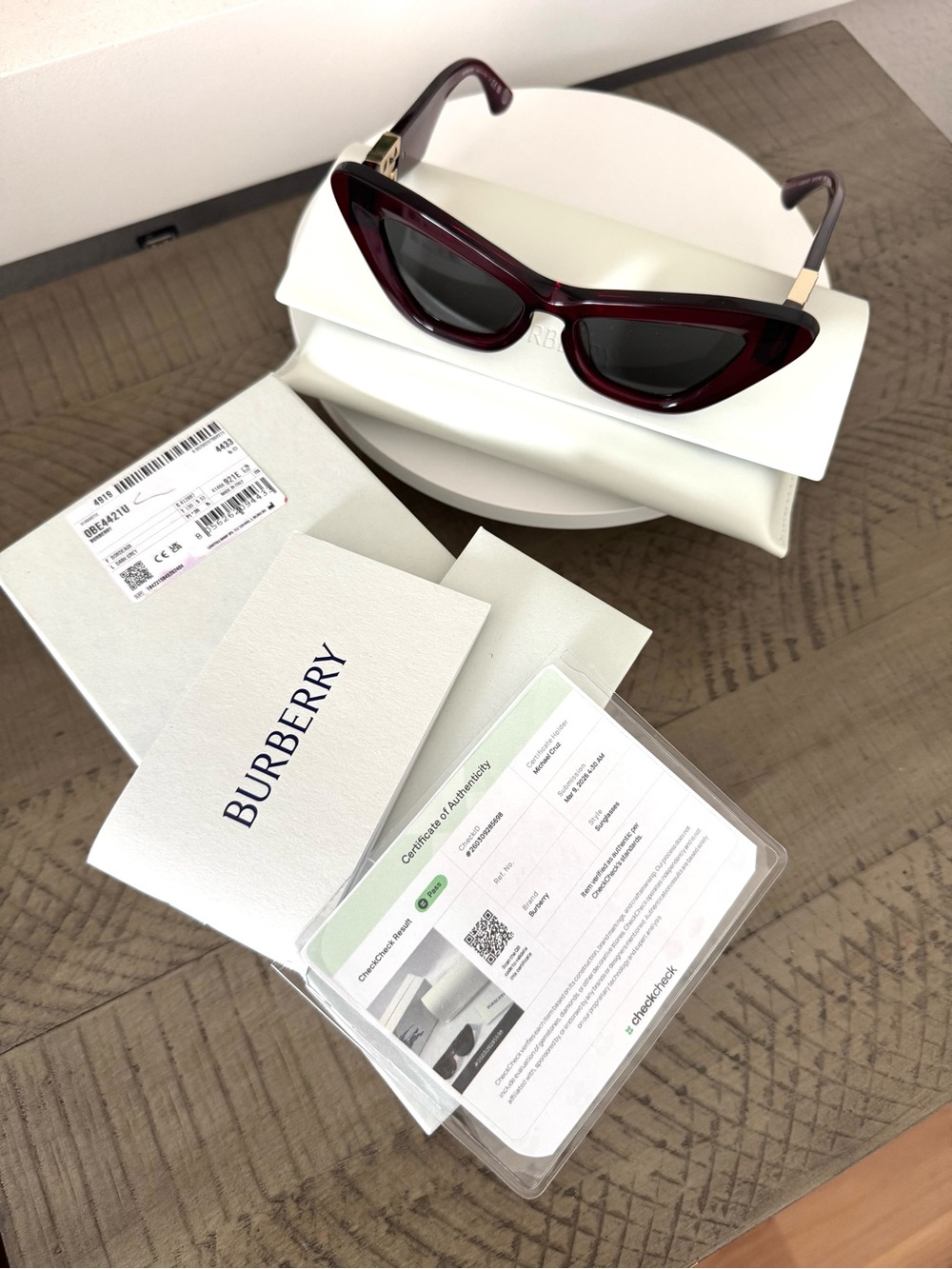 Burberry BE4421U Cat-Eye Sunglasses – Red/Burgundy - Picture 13 of 14